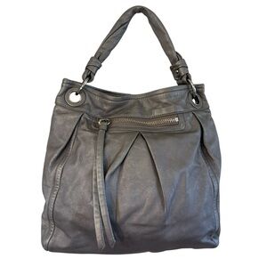 COACH Parker Hippie Shoulder Bag Leather Pewter Gray Silver Hardware Burgundy in